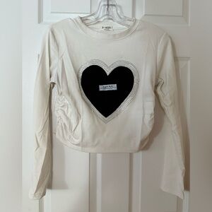 Y/Project White and Black Heart Crop Top